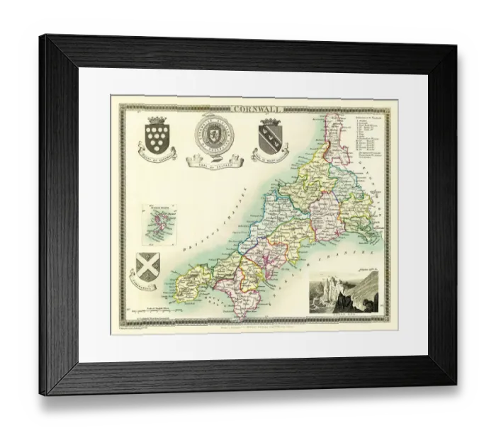 Framed Print : Old County Map of Cornwall 1836 by Thomas Moule Framed Print : Old County Map of Cornwall 1836 by Thomas Moule
