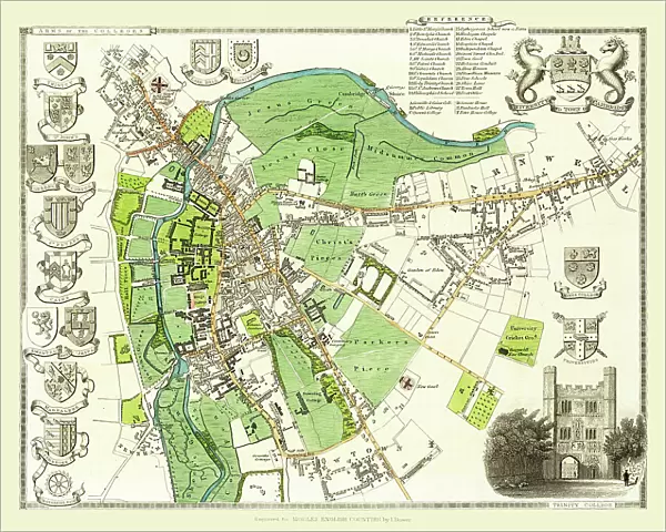 Old Map of the City of Cambridge 1836 by Thomas Moule