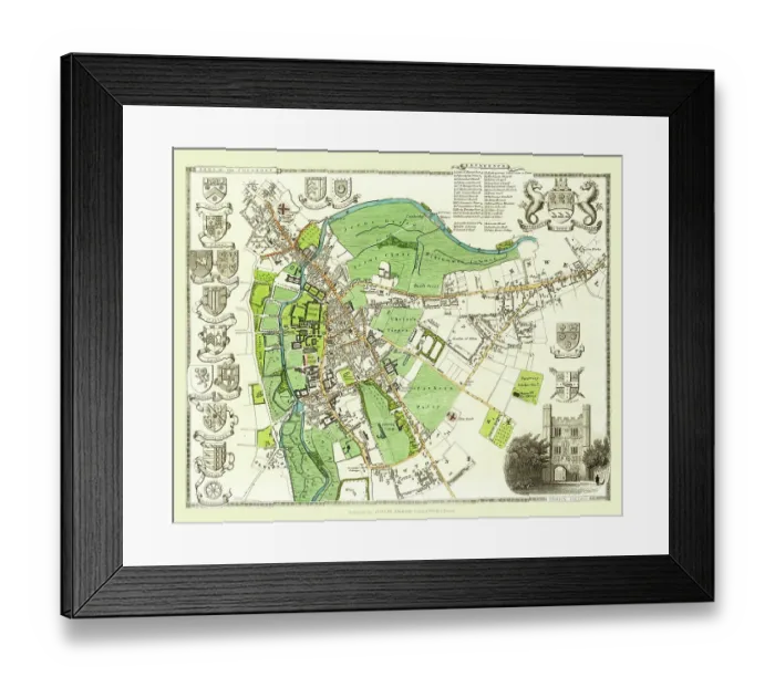 Framed Print : Old Map of the City of Cambridge 1836 by Thomas Moule