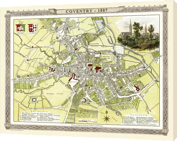 Old Map of Coventry 1807 by Cole and Roper