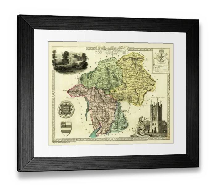 Framed Print : Old County Map of Westmoreland 1836 by Thomas Moule Framed Print : Old County Map of Westmoreland 1836 by Thomas Moule