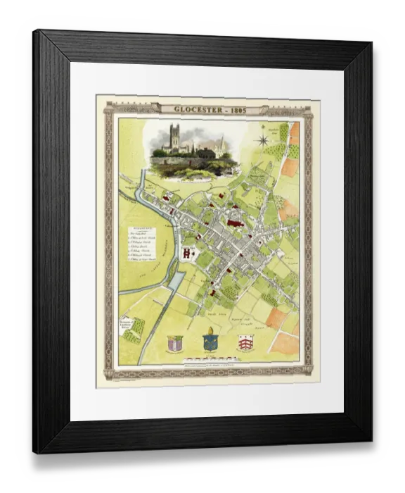 Framed Print : Old Map of Gloucester 1805 by Cole and Roper Framed Print : Old Map of Gloucester 1805 by Cole and Roper
