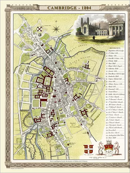 Old Map of Cambridge 1804 by Cole and Roper