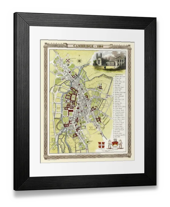 Framed Print : Old Map of Cambridge 1804 by Cole and Roper Framed Print : Old Map of Cambridge 1804 by Cole and Roper