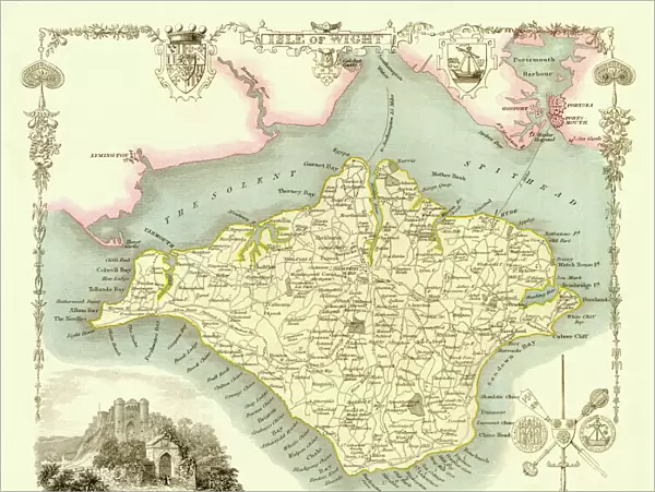 Old Map of The Isle of Wight 1836 by Thomas Moule