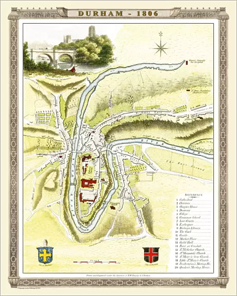 Old Map of Durham 1806 by Cole and Roper