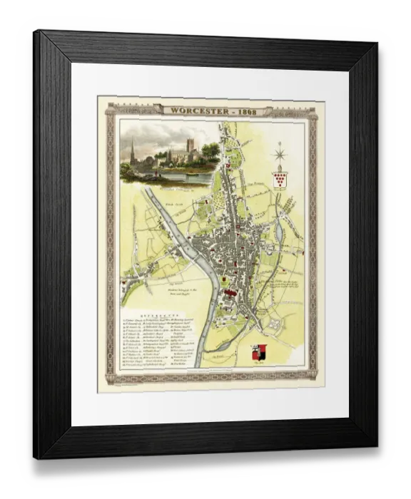 Framed Print : Old Map of Worcester 1808 by Cole and Roper Framed Print : Old Map of Worcester 1808 by Cole and Roper