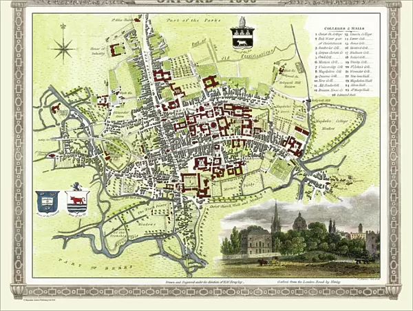 Old Map of Oxford 1808 by Cole and Roper