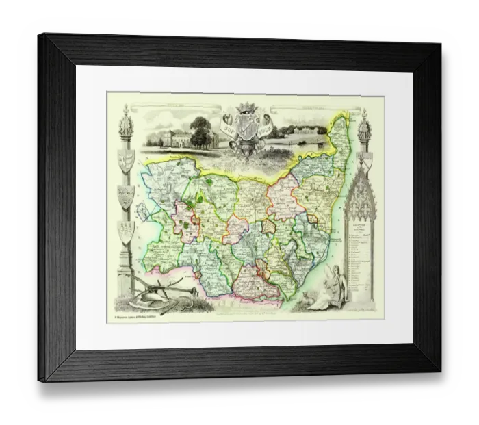 Framed Print : Old County Map of Suffolk 1836 by Thomas Moule Framed Print : Old County Map of Suffolk 1836 by Thomas Moule