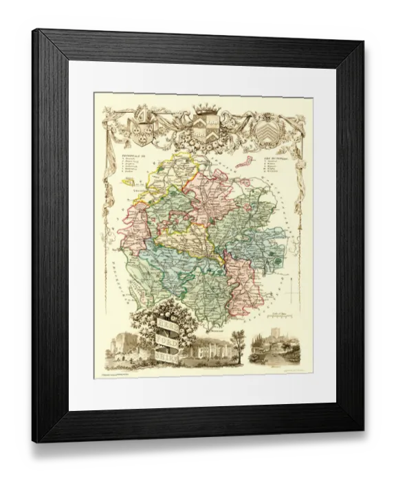 Framed Print : Old County Map of Herefordshire 1836 by Thomas Moule