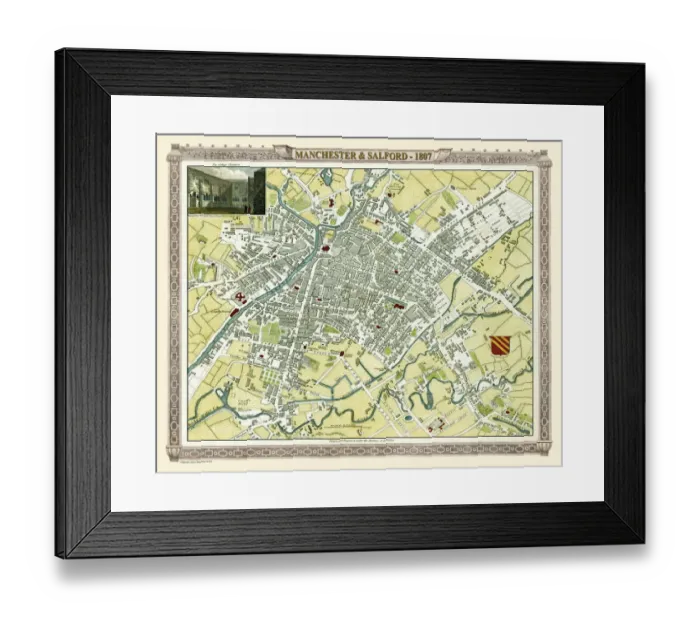Framed Print : Old Map of Manchester 1807 by Cole and Roper Framed Print : Old Map of Manchester 1807 by Cole and Roper