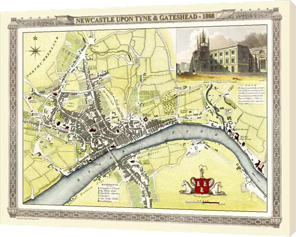 Old Map of Newcastle upon Tyne and Gateshead 1808 by Cole and Roper