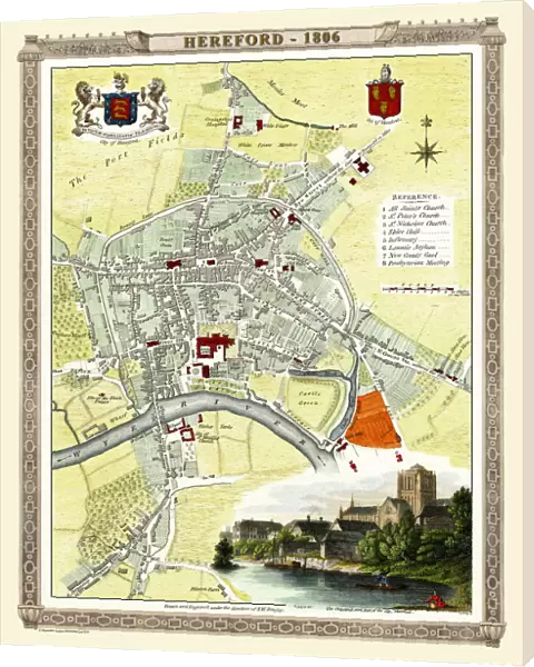 Old Map of Hereford 1806 by Cole and Roper