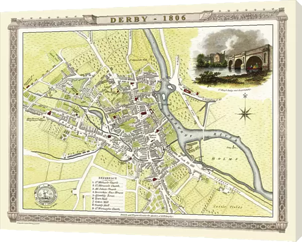 Old Map of Derby 1806 by Cole and Roper