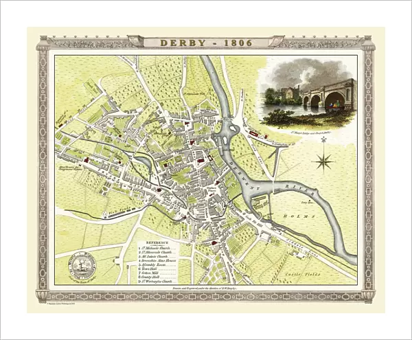 Old Map of Derby 1806 by Cole and Roper