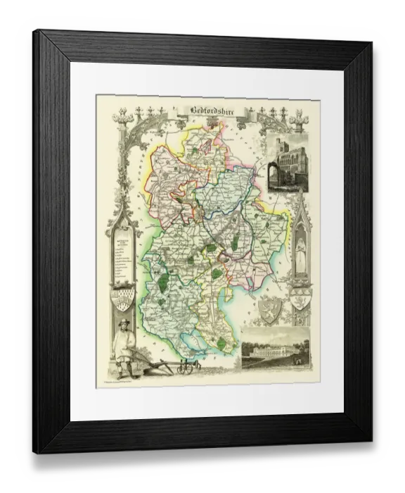 Framed Print : Old County Map of Bedfordshire 1836 by Thomas Moule Framed Print : Old County Map of Bedfordshire 1836 by Thomas Moule