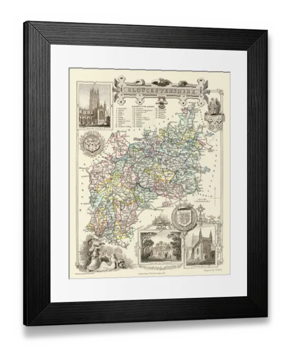 Framed Print : Old County Map of Gloucestershire 1836 by Thomas Moule Framed Print : Old County Map of Gloucestershire 1836 by Thomas Moule