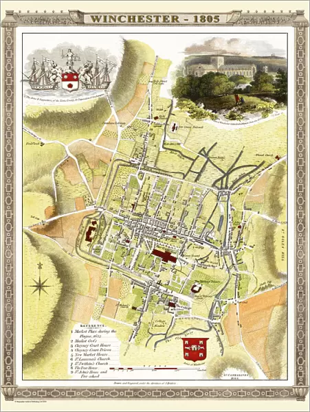 Old Map of Winchester 1805 by Cole and Roper