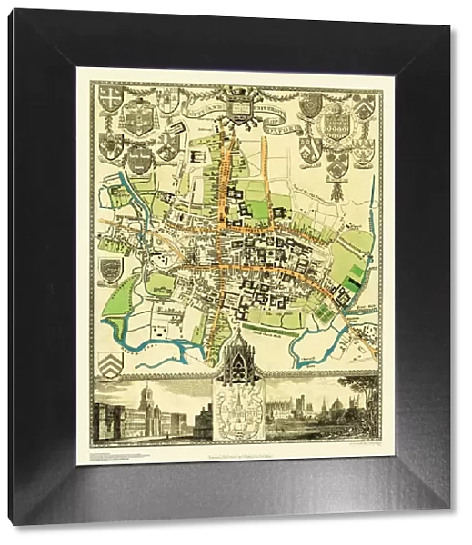 Old Map of the City Oxford 1836 by Thomas Moule