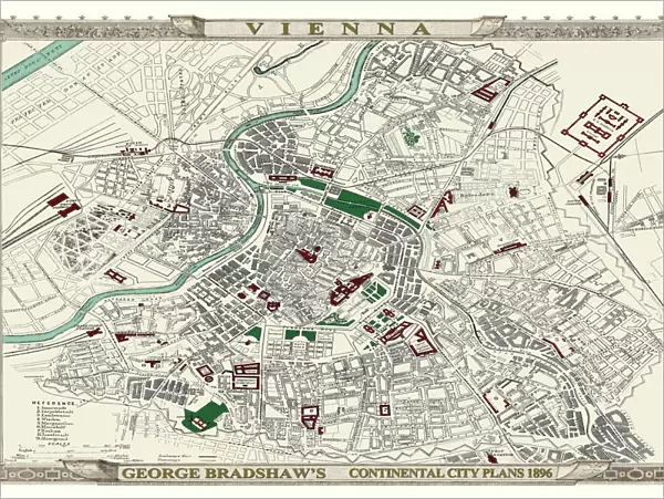 George Bradshaws Plan of Vienna, Austria 1896