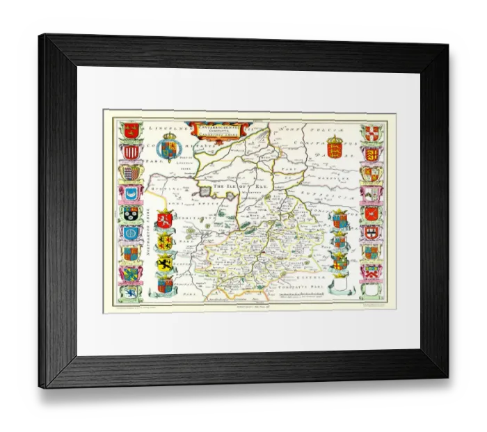 Framed Print : Old County Map of Cambridgeshire 1648 by Johan Blaeu from the Atlas Novus Framed Print : Old County Map of Cambridgeshire 1648 by Johan Blaeu from the Atlas Novus