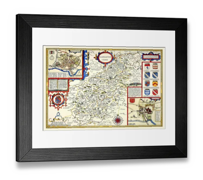 Framed Print : Old County Map of Northamptonshire 1611 by John Speed