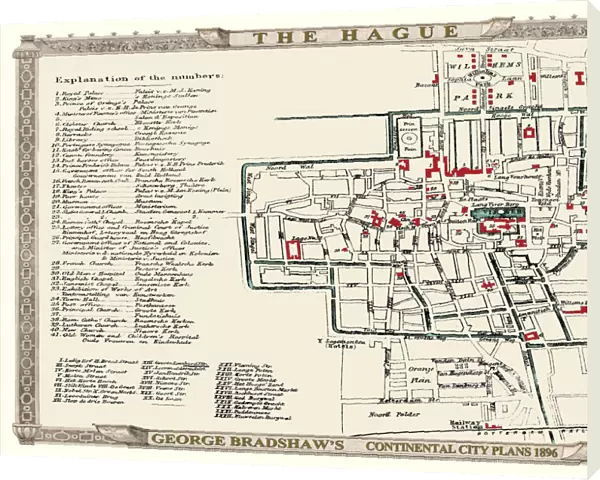 George Bradshaws Plan of The Hague, Netherlands1896