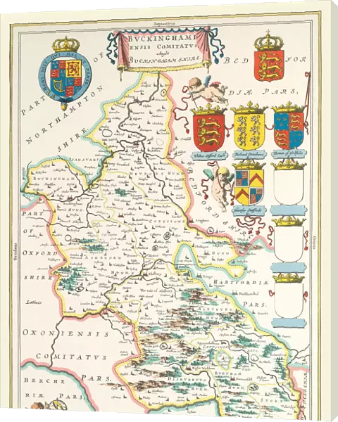 Old County Map of Buckinghamshire 1648 by Johan Blaeu from the Atlas Novus