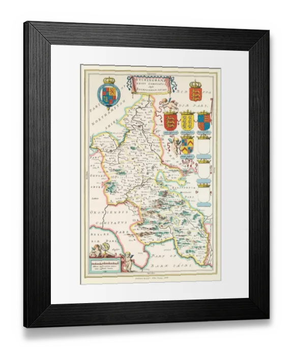 Framed Print : Old County Map of Buckinghamshire 1648 by Johan Blaeu from the Atlas Novus Framed Print : Old County Map of Buckinghamshire 1648 by Johan Blaeu from the Atlas Novus