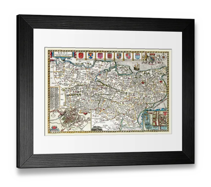 Framed Print : Old County Map of Kent 1611 by John Speed Framed Print : Old County Map of Kent 1611 by John Speed