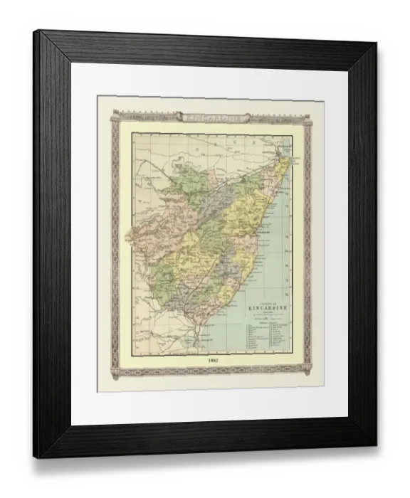 Framed Print : Old Map of the County of Kincardine from the Philips Handy Atlas of 1882 Framed Print : Old Map of the County of Kincardine from the Philips Handy Atlas of 1882