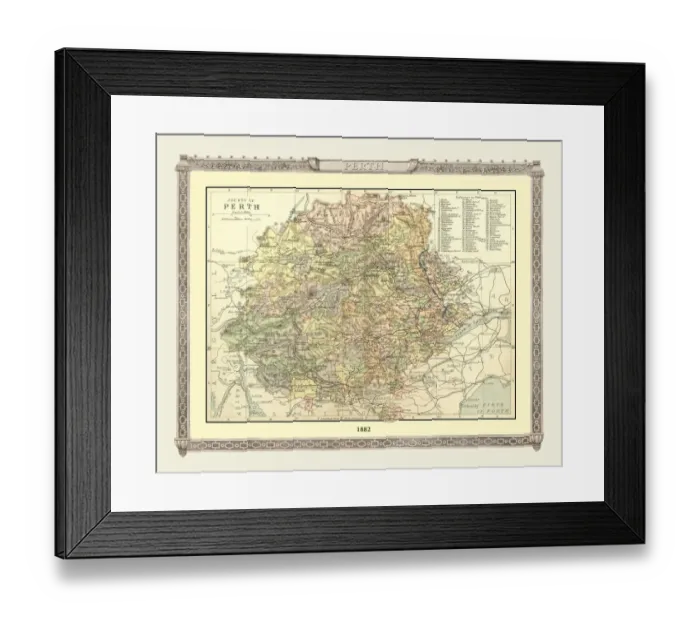 Framed Print : Old Map of the County of Perth from the Philips Handy Atlas of 1882 Framed Print : Old Map of the County of Perth from the Philips Handy Atlas of 1882