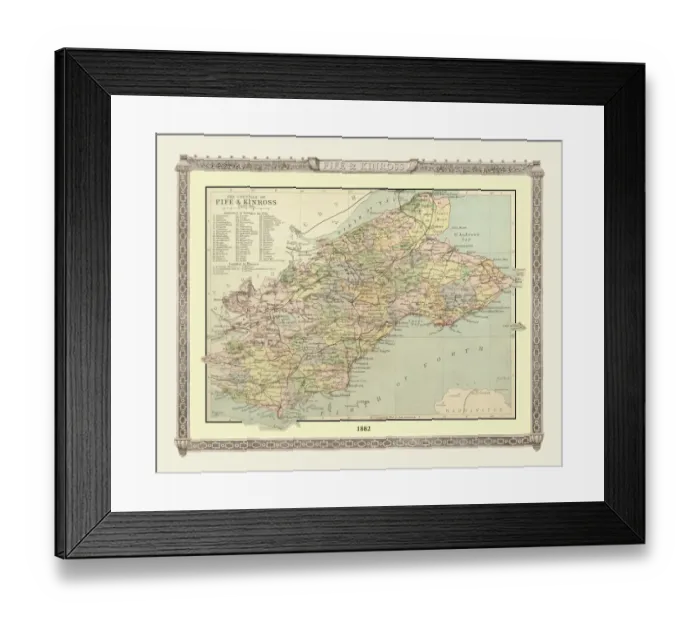 Framed Print : Old Map of the Counties of Fife and Kinross from the Philips Handy Atlas of 1882 Framed Print : Old Map of the Counties of Fife and Kinross from the Philips Handy Atlas of 1882