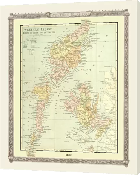 Old Map of the Western Isles from the Philips Handy Atlas of 1882