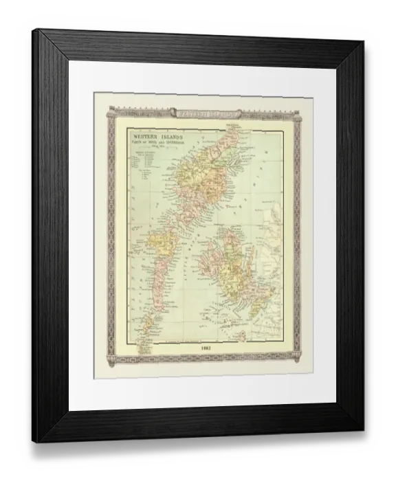Framed Print : Old Map of the Western Isles from the Philips Handy Atlas of 1882 Framed Print : Old Map of the Western Isles from the Philips Handy Atlas of 1882