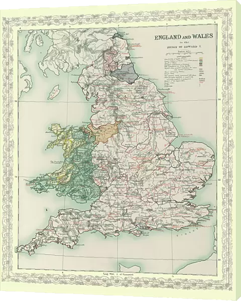 Map of England and Wales as it appeared in the Reign of Edward I