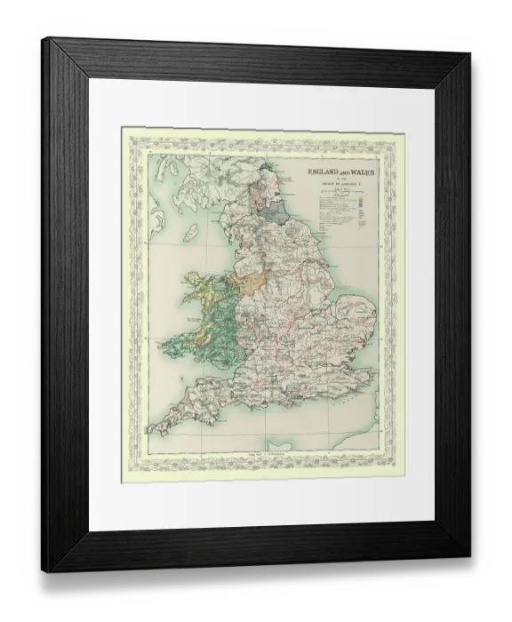 Framed Print : Map of England and Wales as it appeared in the Reign of Edward I Framed Print : Map of England and Wales as it appeared in the Reign of Edward I