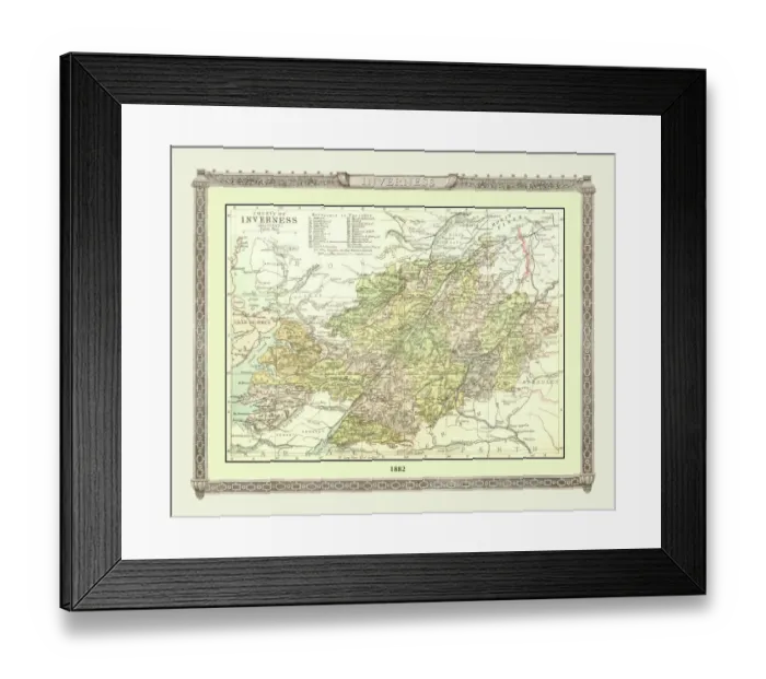 Framed Print : Old Map of the County of Inverness from the Philips Handy Atlas of 1882 Framed Print : Old Map of the County of Inverness from the Philips Handy Atlas of 1882