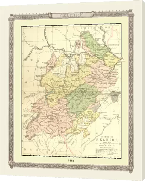 Old Map of the County of Selkirk from the Philips Handy Atlas of 1882