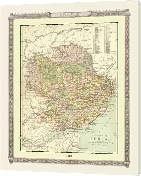 Old Map of the County of Forfar from the Philips Handy Atlas of 1882