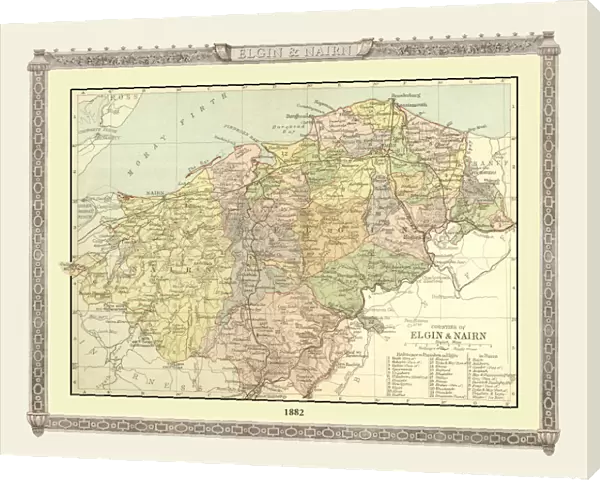 Old Map of the Counties of Elgin and Nairn from the Philips Handy Atlas of 1882