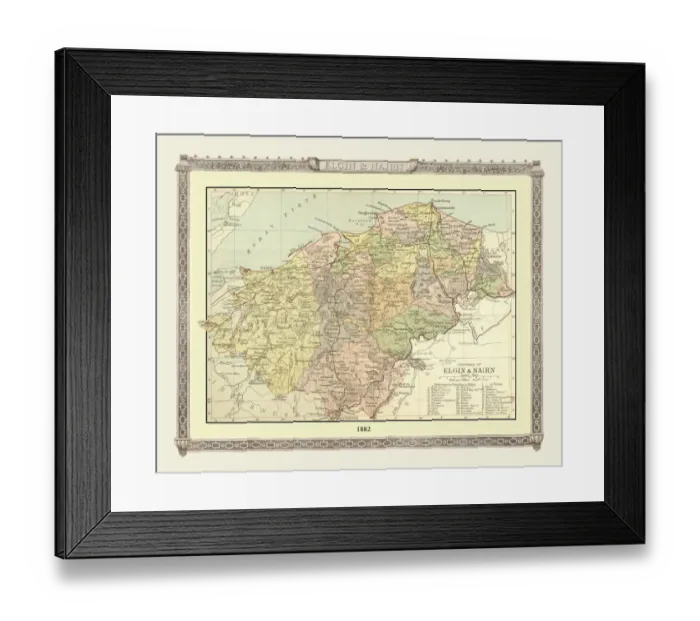 Framed Print : Old Map of the Counties of Elgin and Nairn from the Philips Handy Atlas of 1882 Framed Print : Old Map of the Counties of Elgin and Nairn from the Philips Handy Atlas of 1882