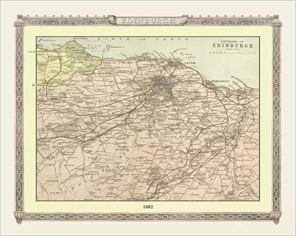 Old Map of the Environs of Edinburgh from the Philips Handy Atlas of 1882