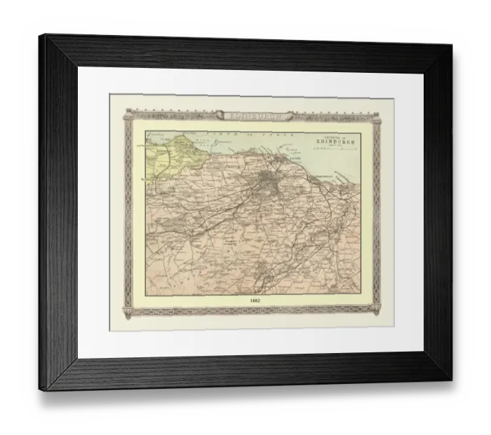 Framed Print : Old Map of the Environs of Edinburgh from the Philips Handy Atlas of 1882 Framed Print : Old Map of the Environs of Edinburgh from the Philips Handy Atlas of 1882