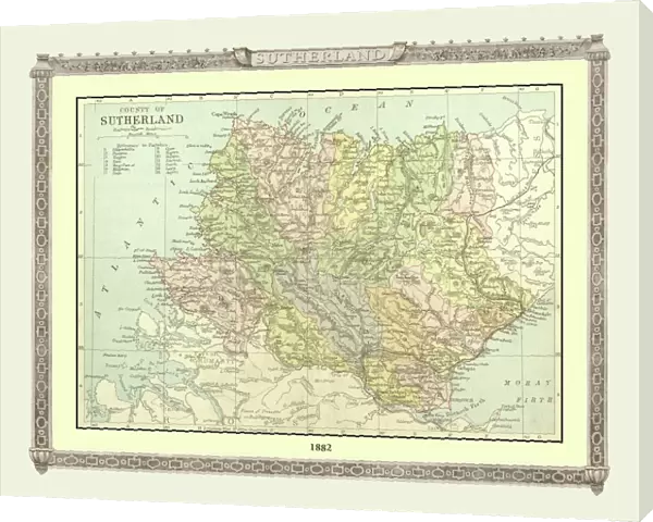 Old Map of the County of Sutherland from the Philips Handy Atlas of 1882