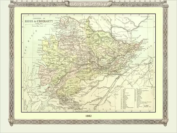 Old Map of the Counties of Ross and Cromarty from the Philips Handy Atlas of 1882