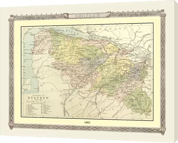 Old Map of the County of Renfrew from the Philips Handy Atlas of 1882