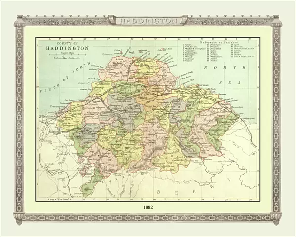 Old Map of the County of Haddington from the Philips Handy Atlas of 1882