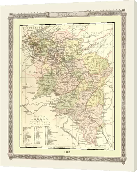 Old Map of the County of Lanark from the Philips Handy Atlas of 1882
