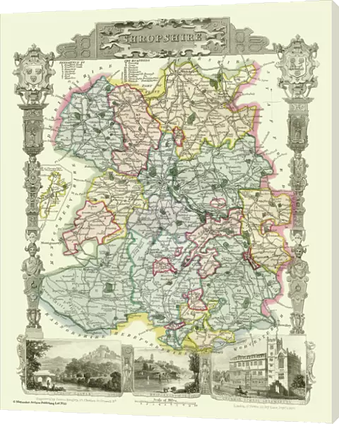 Old County Map of Shropshire 1836 by Thomas Moule